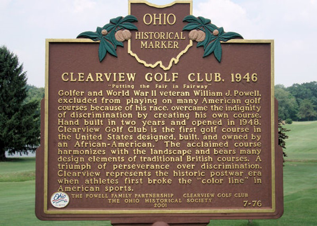 Clearview Golf Club History Board sign